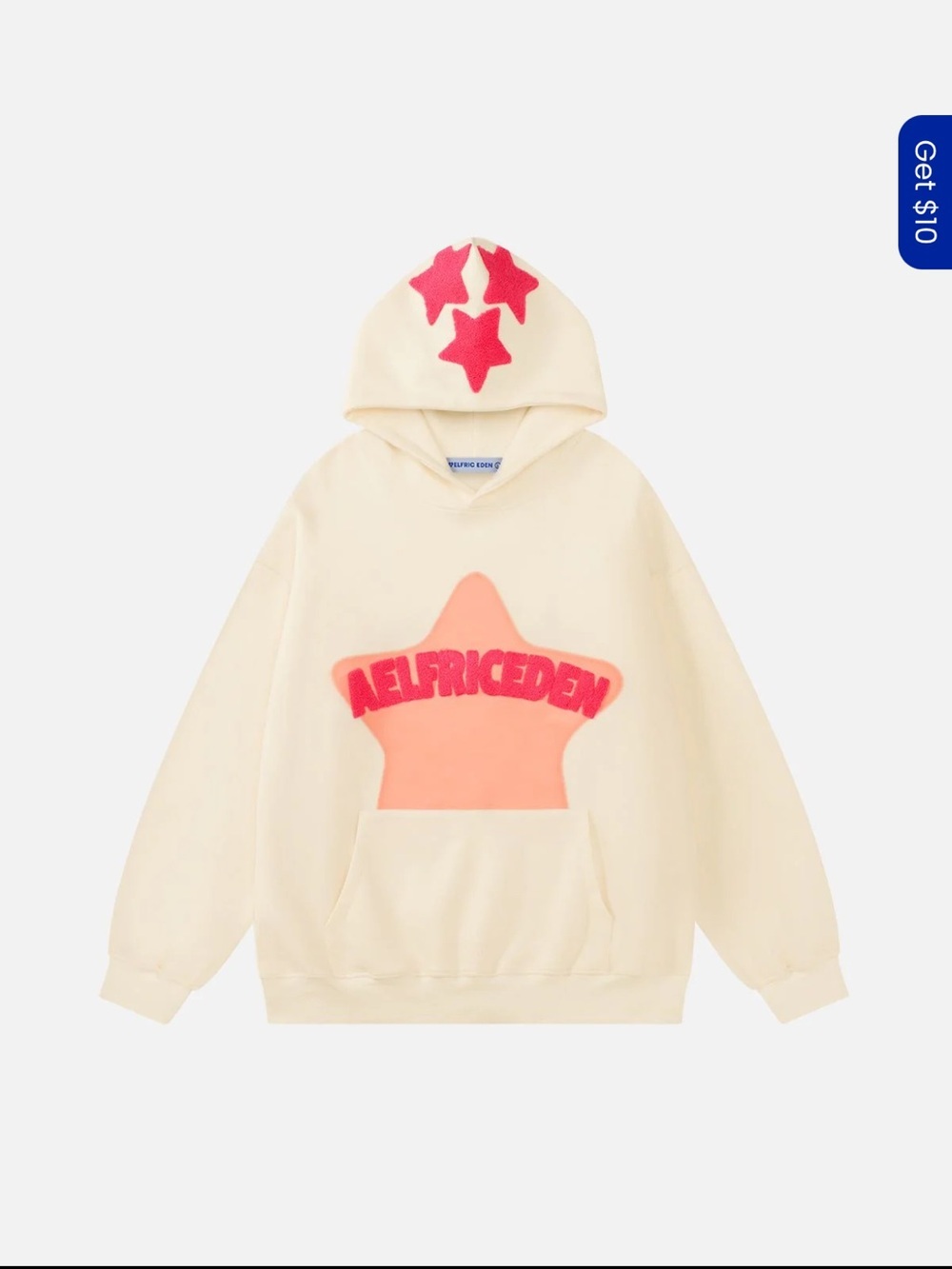 Aelfric Eden Vintage Embroidery Eden Star V303 Hoodie White Sz S